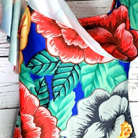 Tropical Flower One Piece Bathing Suit Size M - Picture 4 of 15